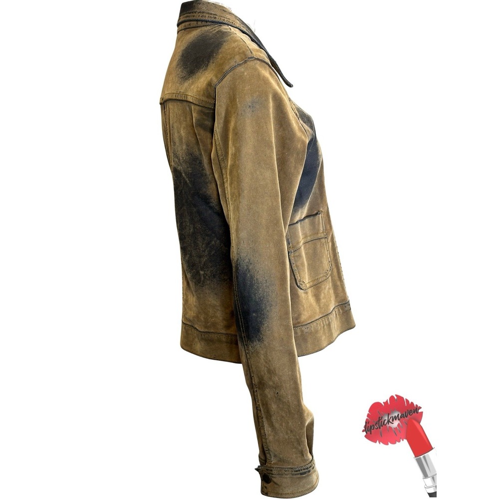 Vintage Y2K Denim‎ Jacket Women Large Tan Blue Ombré Faded Indie Bratz Identity - Picture 4 of 15